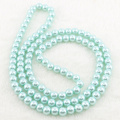 Smooth Jewelry Making Beads Necklace UA45 Light Aquamarine Faux Glass Stringing Pearls Beads